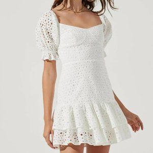 ASTR the Label Roseville Embroidered Floral Eyelet White Mini Dress